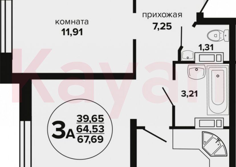 Продажа 3-комн. квартиры, 64.53 кв.м фото 0