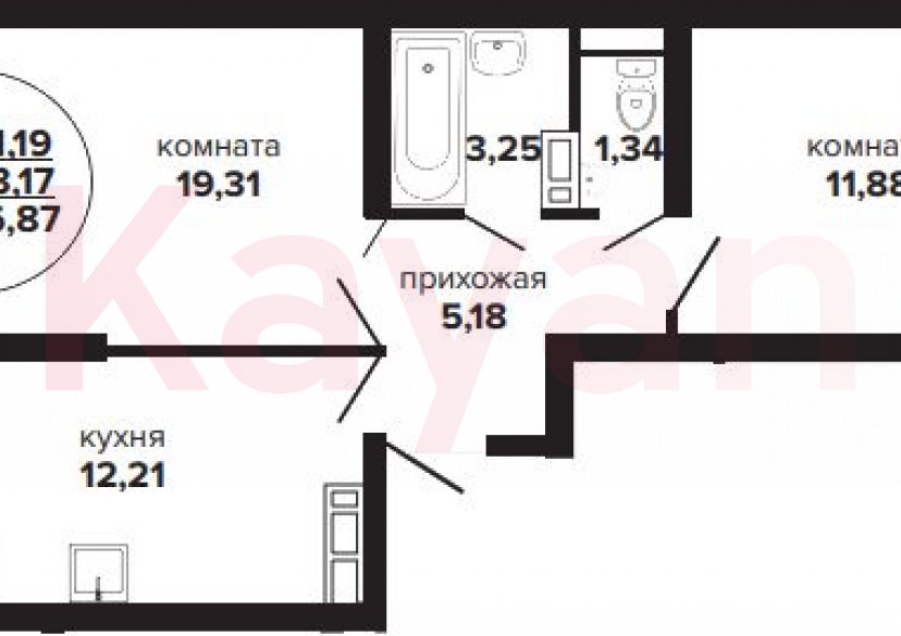 Продажа 2-комн. квартиры, 53.17 кв.м фото 0