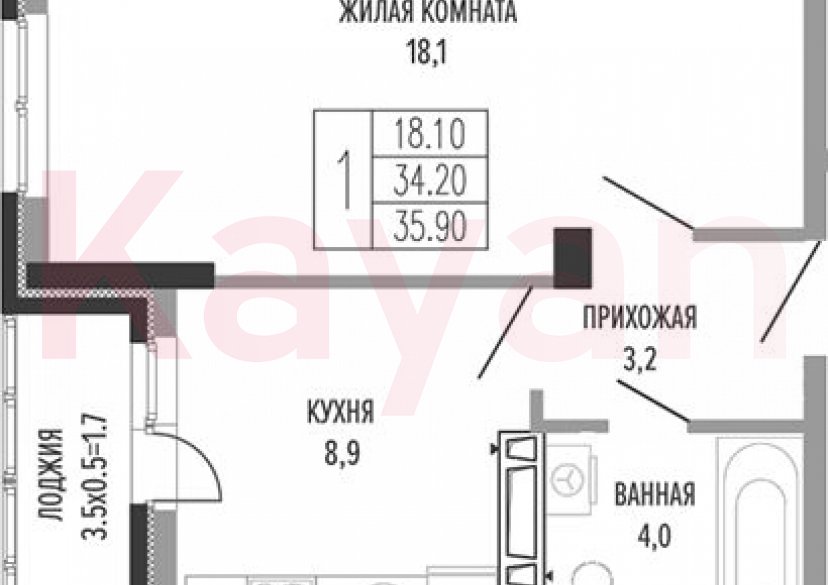 Продажа 1-комн. квартиры, 34.2 кв.м фото 0