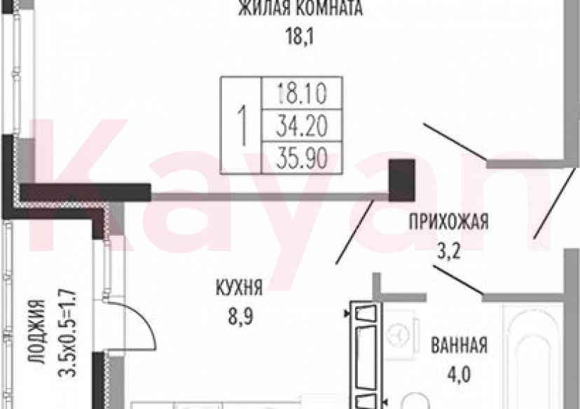 Продажа 1-комн. квартиры, 34.2 кв.м фото 0