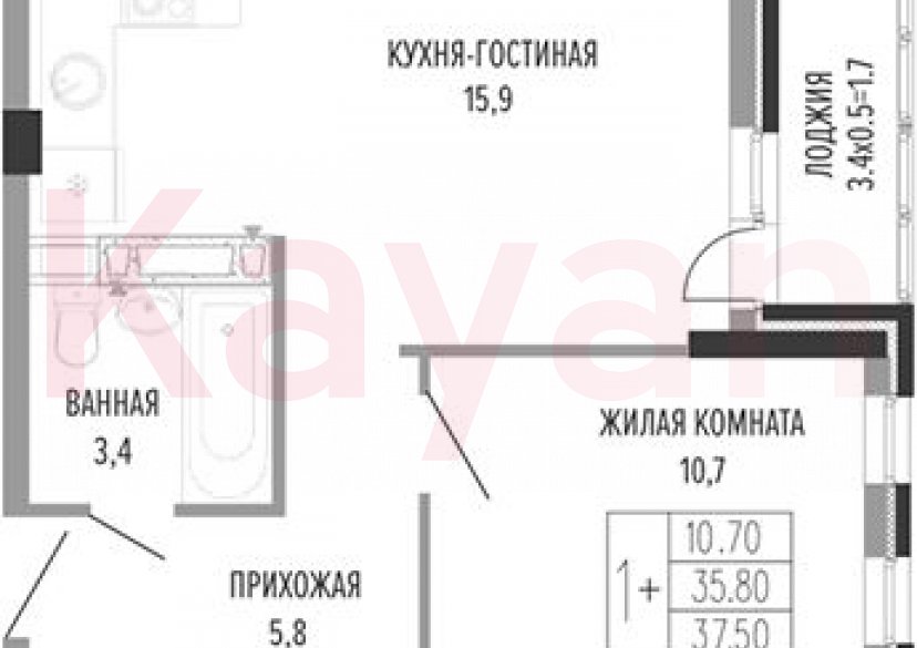 Продажа 2-комн. квартиры, 35.8 кв.м фото 0