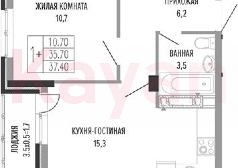 Продажа 2-комн. квартиры, 35.7 кв.м фото 0