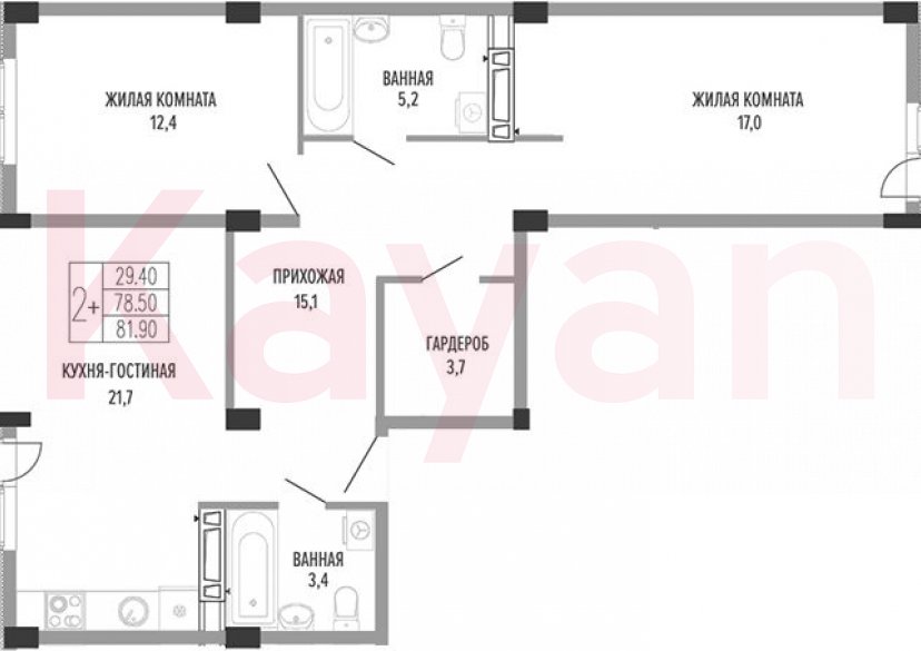 Продажа 3-комн. квартиры, 78.5 кв.м фото 0