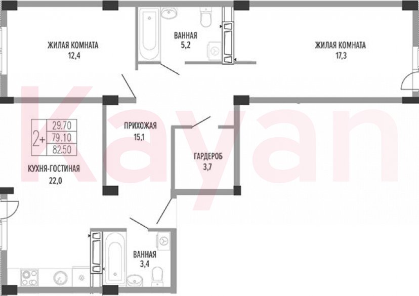 Продажа 3-комн. квартиры, 79.1 кв.м фото 0