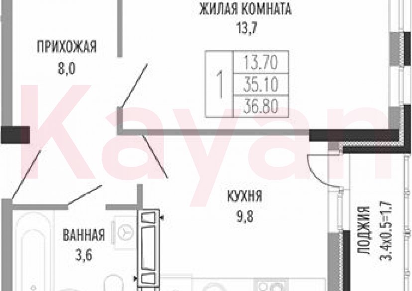 Продажа 1-комн. квартиры, 35.1 кв.м фото 0