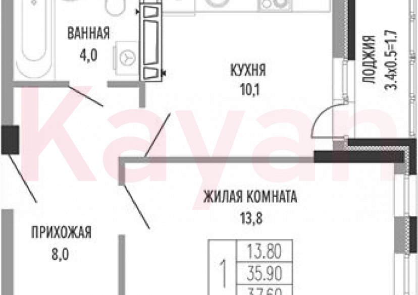 Продажа 1-комн. квартиры, 35.9 кв.м фото 0