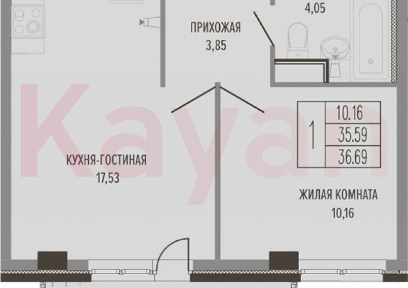 Продажа 1-комн. квартиры, 35.59 кв.м фото 0