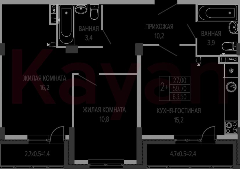 Продажа 3-комн. квартиры, 59.7 кв.м фото 0