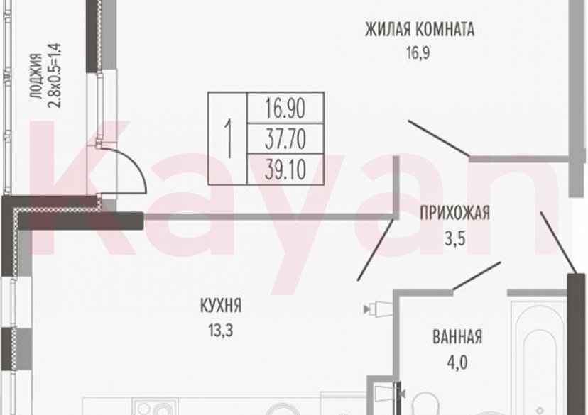 Продажа 1-комн. квартиры, 37.7 кв.м фото 0