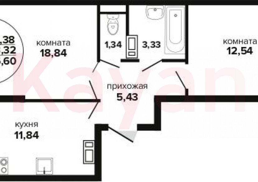 Продажа 2-комн. квартиры, 53.32 кв.м фото 0