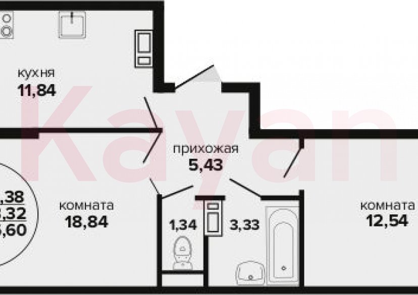 Продажа 2-комн. квартиры, 53.32 кв.м фото 0