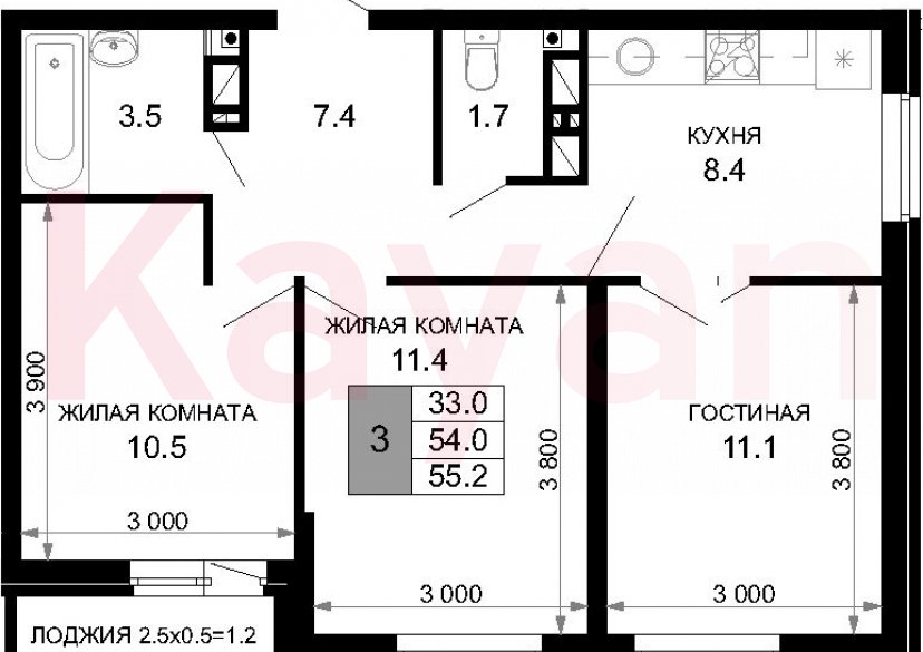 Продажа 3-комн. квартиры, 54 кв.м фото 0