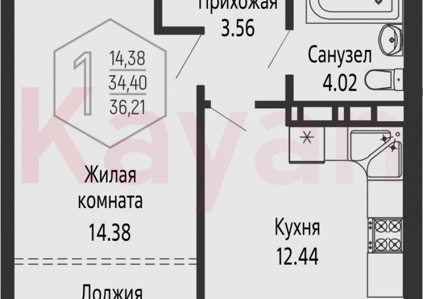 Продажа 1-комн. квартиры, 34.4 кв.м фото 0