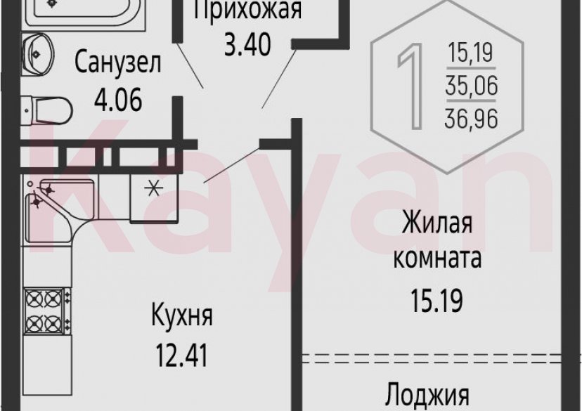 Продажа 1-комн. квартиры, 35.06 кв.м фото 0