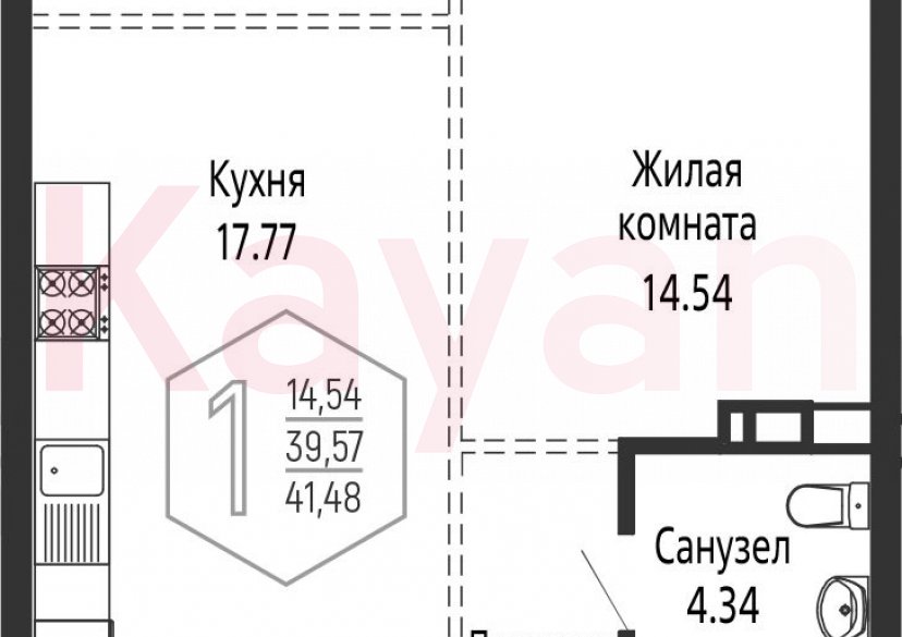 Продажа 2-комн. квартиры, 39.57 кв.м фото 0