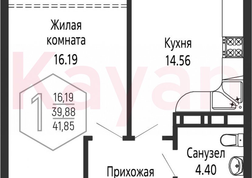 Продажа 1-комн. квартиры, 39.88 кв.м фото 0