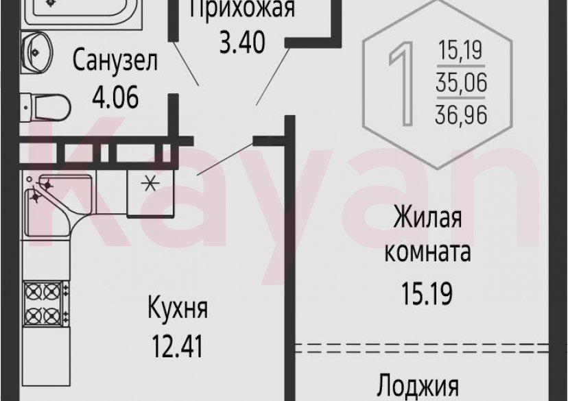 Продажа 1-комн. квартиры, 35.06 кв.м фото 0