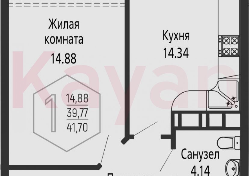 Продажа 1-комн. квартиры, 39.77 кв.м фото 0