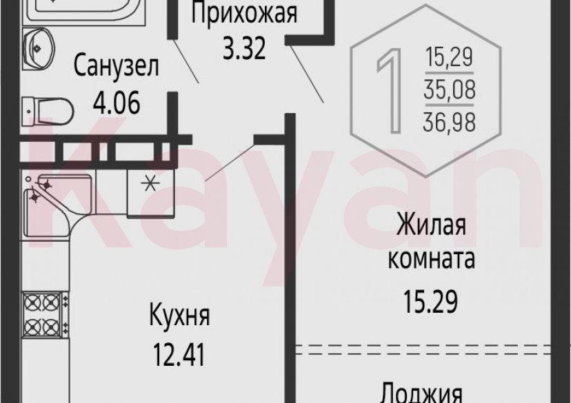 Продажа 1-комн. квартиры, 35.08 кв.м фото 0