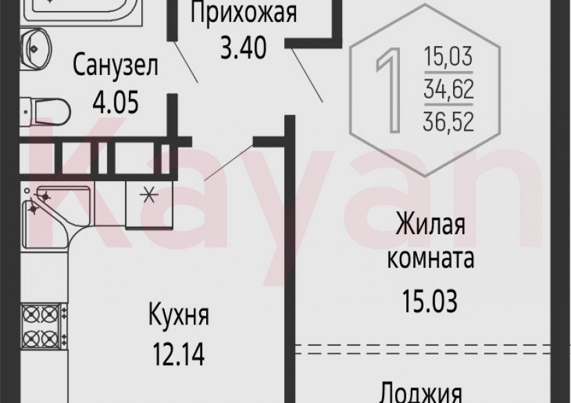 Продажа 1-комн. квартиры, 34.62 кв.м фото 0