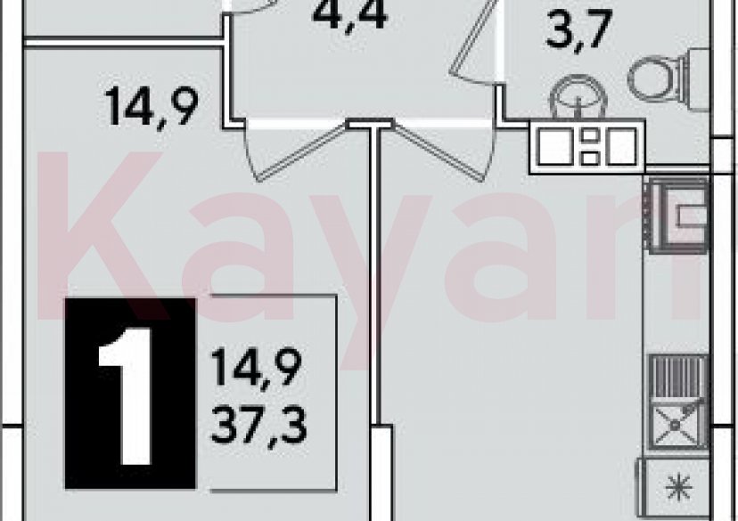 Продажа 1-комн. квартиры, 37.3 кв.м фото 0