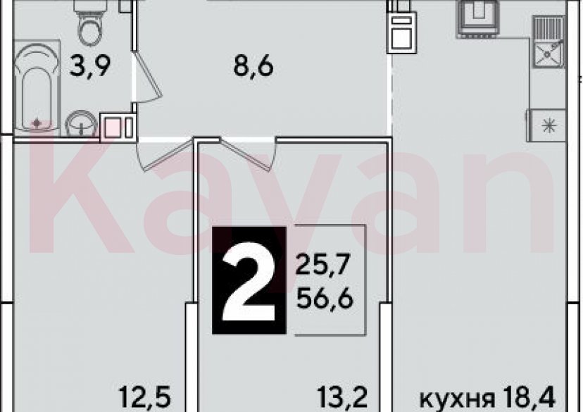 Продажа 3-комн. квартиры, 56.6 кв.м фото 0