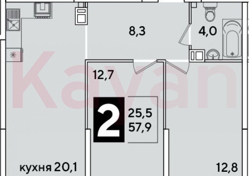 Продажа 3-комн. квартиры, 57.9 кв.м фото 0