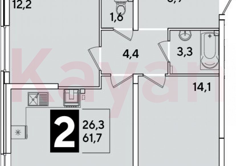 Продажа 3-комн. квартиры, 61.7 кв.м фото 0