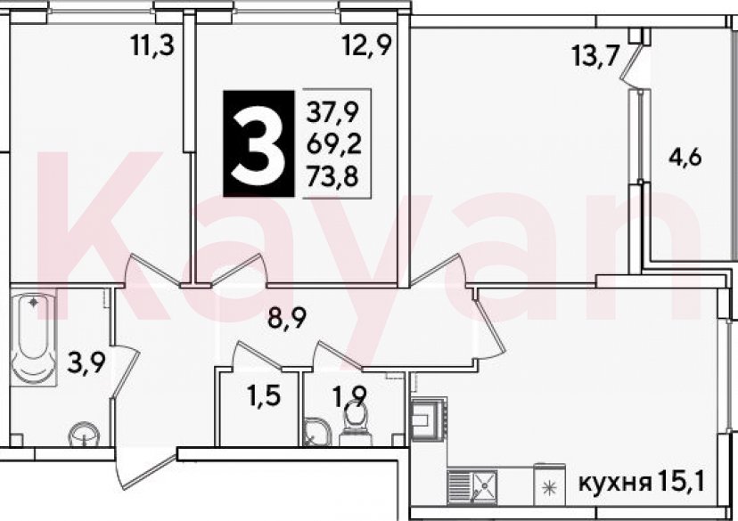 Продажа 4-комн. квартиры, 69.2 кв.м фото 0