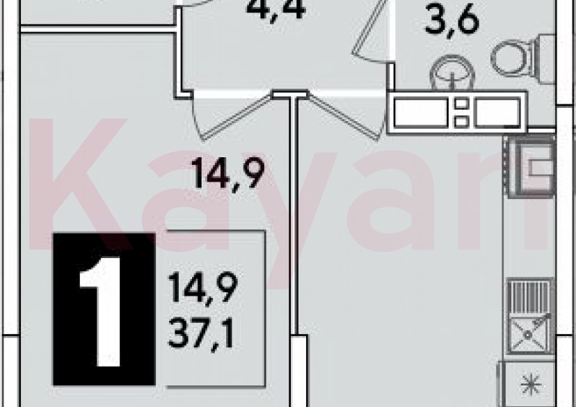 Продажа 1-комн. квартиры, 37.1 кв.м фото 0