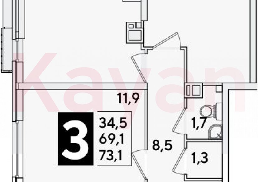 Продажа 4-комн. квартиры, 69.1 кв.м фото 0