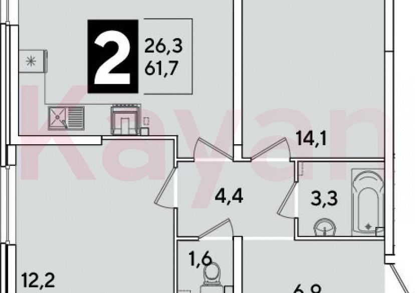 Продажа 3-комн. квартиры, 61.7 кв.м фото 0