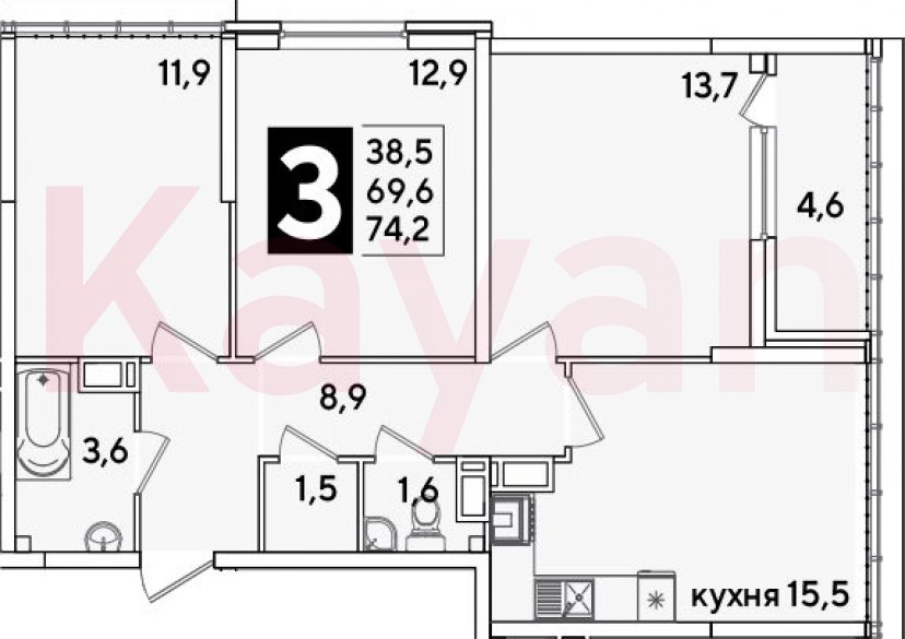 Продажа 4-комн. квартиры, 69.6 кв.м фото 0