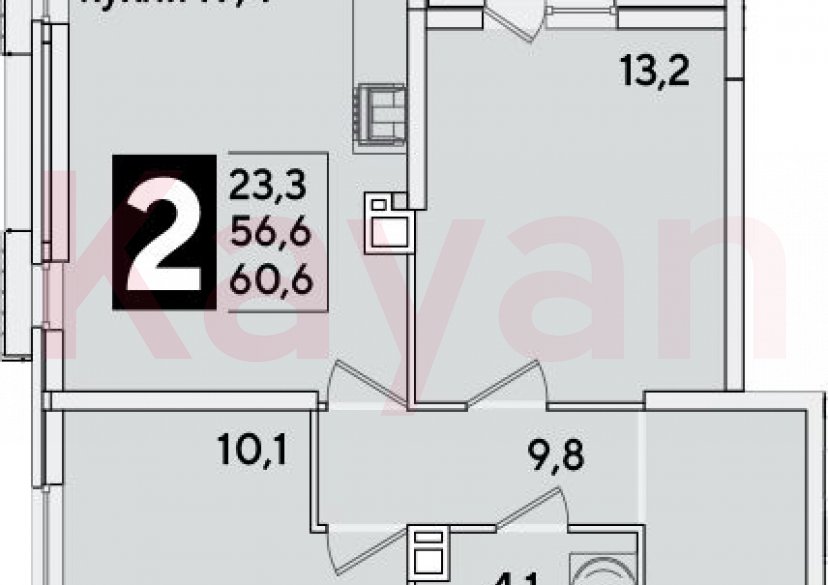 Продажа 3-комн. квартиры, 56.6 кв.м фото 0