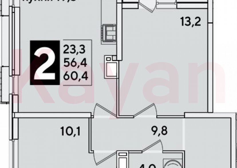 Продажа 3-комн. квартиры, 56.4 кв.м фото 0