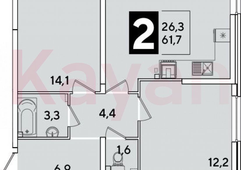 Продажа 3-комн. квартиры, 61.7 кв.м фото 0