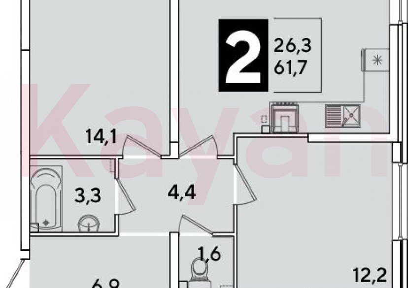 Продажа 3-комн. квартиры, 61.7 кв.м фото 0