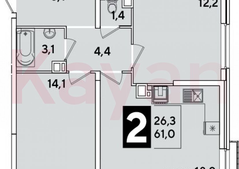 Продажа 3-комн. квартиры, 61 кв.м фото 0