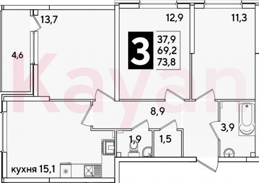 Продажа 4-комн. квартиры, 69.2 кв.м фото 0