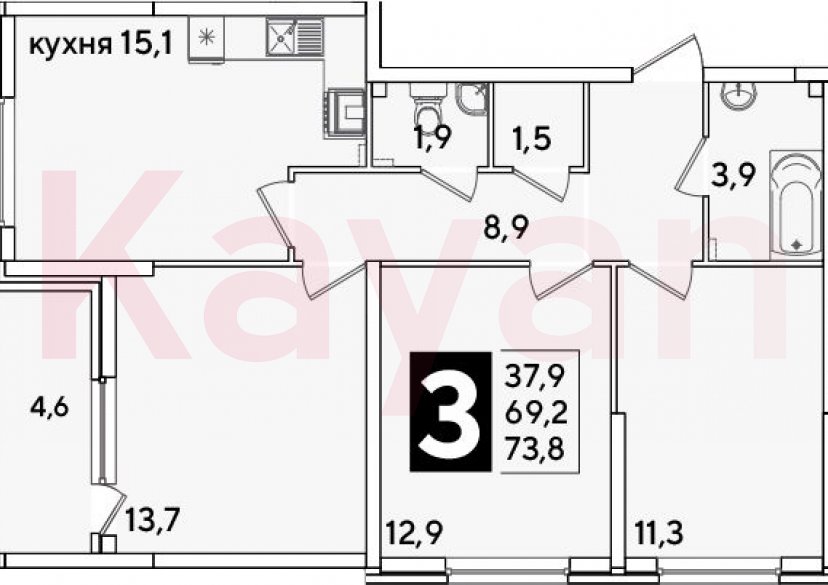 Продажа 4-комн. квартиры, 69.2 кв.м фото 0