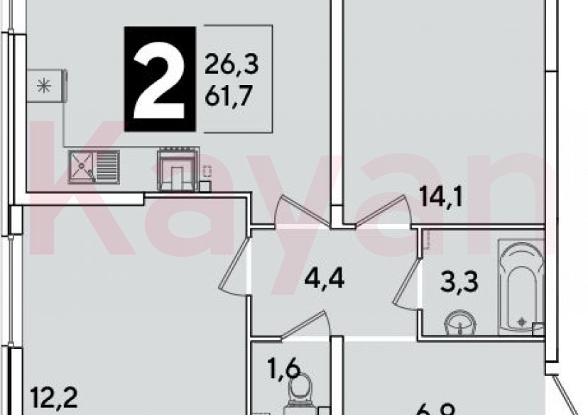 Продажа 3-комн. квартиры, 61.7 кв.м фото 0