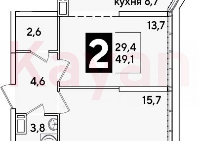 Продажа 2-комн. квартиры, 49.1 кв.м фото 0