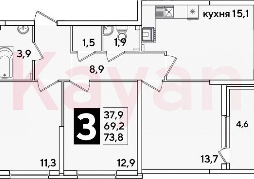 Продажа 4-комн. квартиры, 69.2 кв.м фото 0