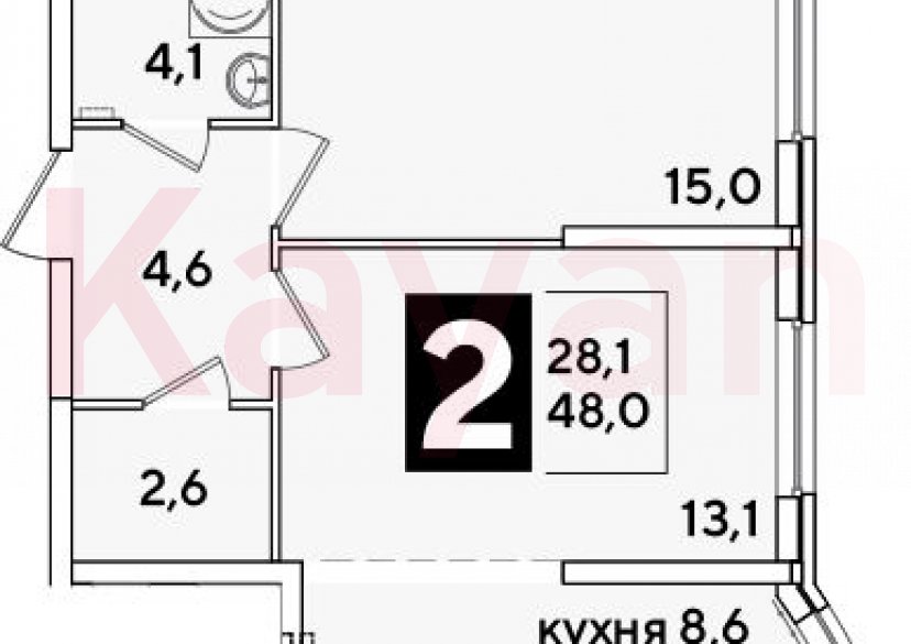 Продажа 2-комн. квартиры, 48 кв.м фото 0