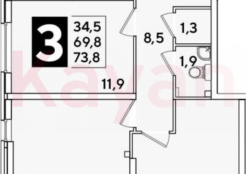 Продажа 4-комн. квартиры, 69.8 кв.м фото 0