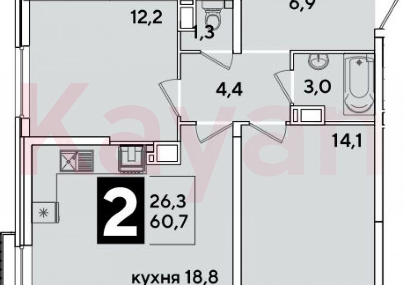 Продажа 3-комн. квартиры, 60.7 кв.м фото 0