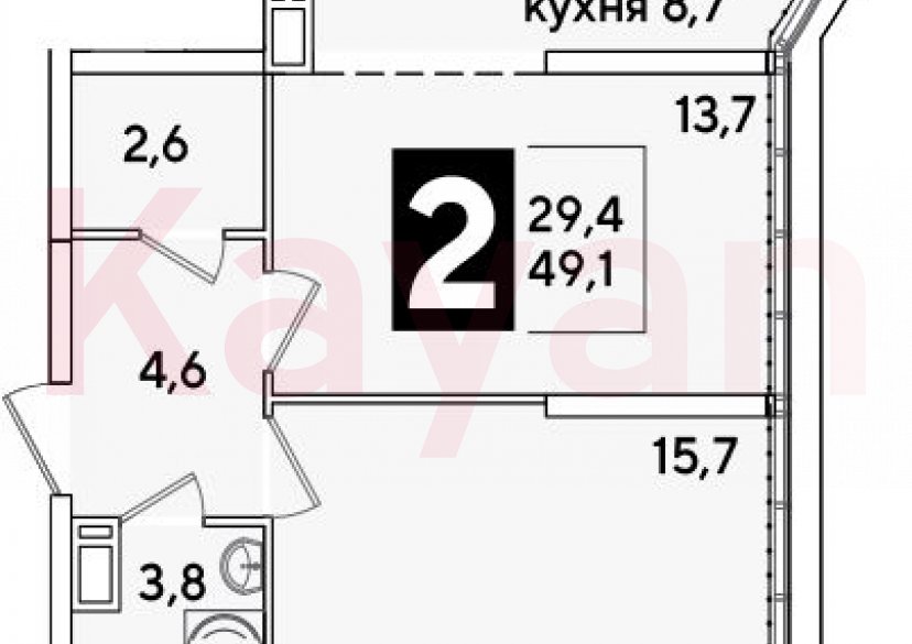 Продажа 2-комн. квартиры, 49.1 кв.м фото 0