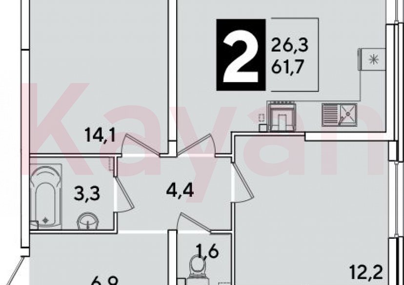 Продажа 3-комн. квартиры, 61.7 кв.м фото 0