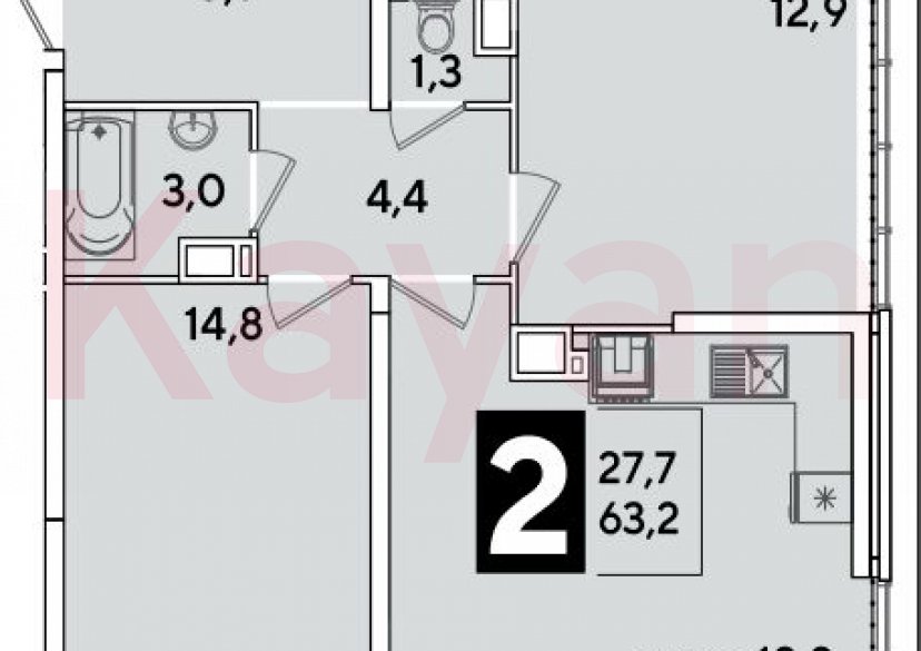 Продажа 3-комн. квартиры, 63.2 кв.м фото 0