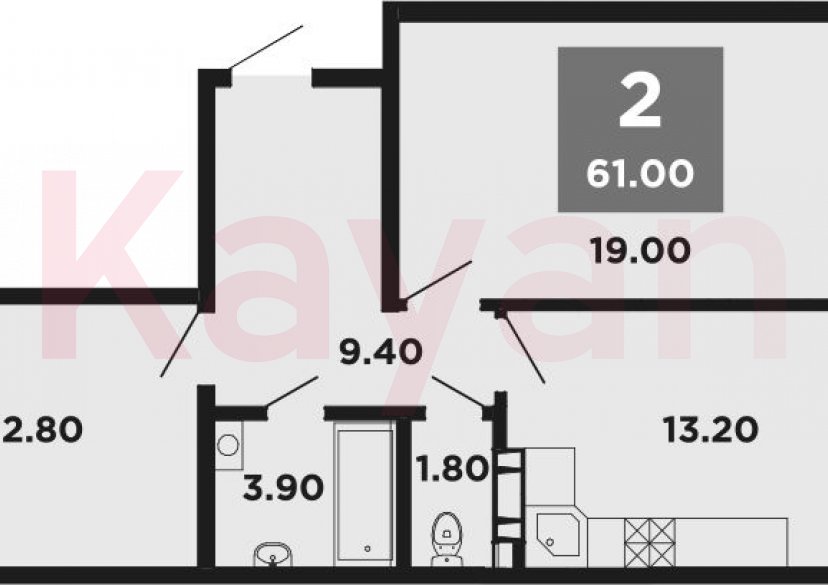 Продажа 2-комн. квартиры, 60 кв.м фото 0